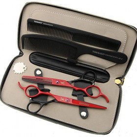 HEMATITE Lot de ciseaux de coiffure HEMATITE pour gaucher 16.5 cm et 17.5 cm Outils de coiffure Japon 440C en acier 5,5 pouce