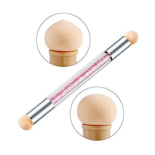 Nail Art Brosse Éponge Double Tête Brosse éponge Outil de Dégradé de Render de Vernis à Ongles Comprend 4 têtes de Brosse de 