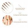 7/9/11/15/20mm Pinceau Nail Art Ongles Professionnel avec Capuchon Bouchon 5 Pièces - LEA-SHALL Pinceaux Liner Ultra Fin pour