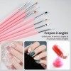 20 pièces Pinceau Nail Art Ongles, Brosse pinceau ongle gel, Acrylique Manucure Pinceau Ongle, Pinceaux Nail Art Dessin Stylo