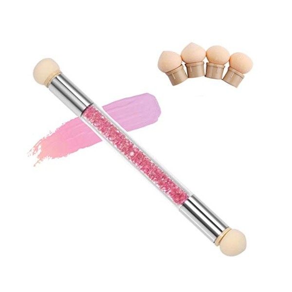 Double tête brosse éponge Outil - Sponge Gradient - Stick pour ombre, applicateur brosse avec4 têtes de remplacement,Eponge A