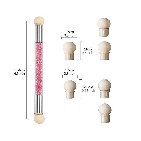 Double tête brosse éponge Outil - Sponge Gradient - Stick pour ombre, applicateur brosse avec4 têtes de remplacement,Eponge A