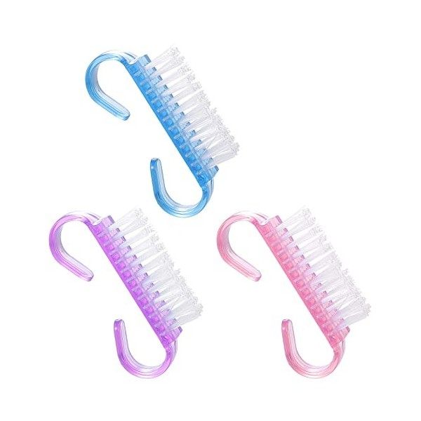 Lot de 3 Brosse Ongle, Brosse à Ongles à Manche avec Poignée en Plastique Outil de Brosse de Nettoyage des Ongles pour Nail A