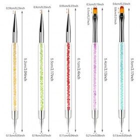 Sularpek 5 Pièces Pinceaux Ongles, Pinceaux en Détail à Ongles, Dotting Dessin Brosse Pinceau, Dotting Tools Stylo à Ongles 2