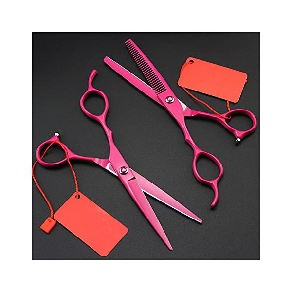 Ciseaux pour coupe de cheveux Ciseaux de coiffure roses de 6 pouces, outils de coupe de barbier, ciseaux amincissants, kit de