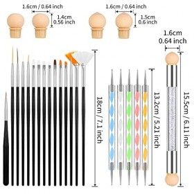 Kiiwah 25 Pièces Pinceaux à Nail Art Ongles, Kit Complet de Pinceaux Gel Précision en Acrylique et Pinceaux Dégradeurs Doting