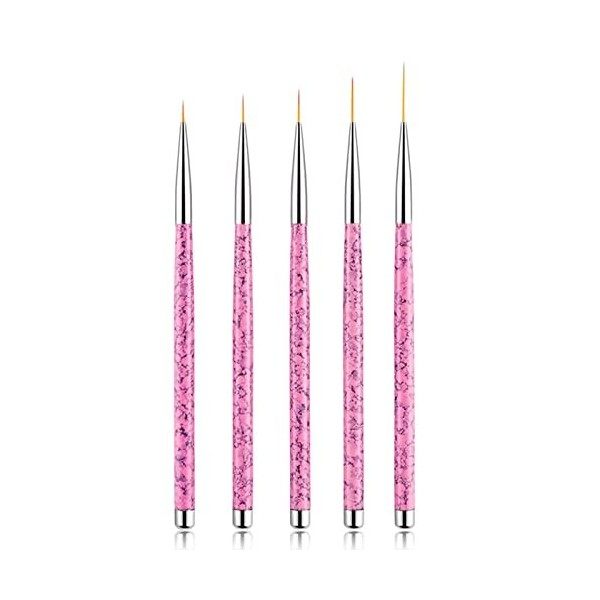 Sularpek Pinceaux en Détail à Ongles, 5 Pièces Pinceaux Pour Nail Art, 8/9/10/15/21mm Pinceau Ongle Gel, Brosses de Ongle Art