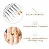 Pinceau Nail Art Ongles Gel Professionnel avec Capuchon Bouchon et Dotting Tool - LEA-SHALL 6 Pièces Pinceaux UV Construction