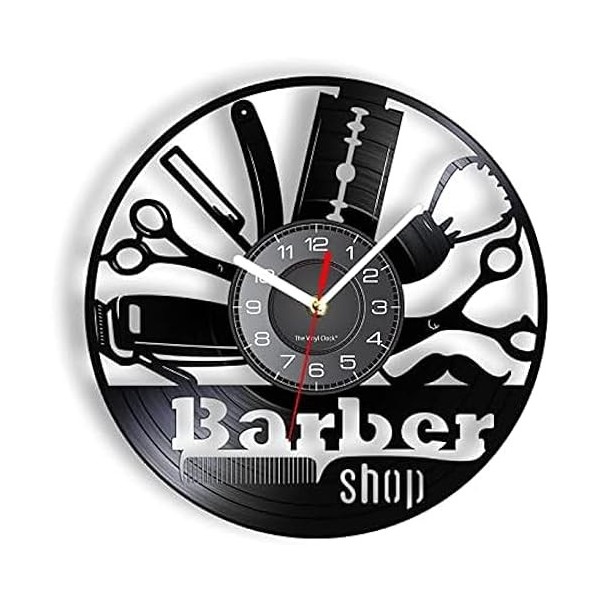 LXURY horloges de Cuisine Mur Vinyle barbier Logo Horloge Murale Salon de Coiffure Wallcor Salon Boutique Coupe de Cheveux to