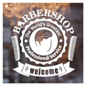 Autocollant mural de bienvenue for Salon de coiffure, autocollant dart mural de coupe de cheveux professionnelle, Design de 