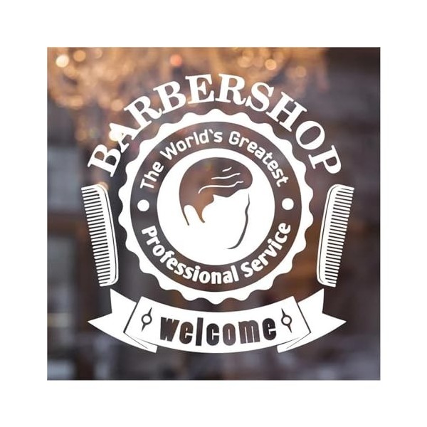 Autocollant mural de bienvenue for Salon de coiffure, autocollant dart mural de coupe de cheveux professionnelle, Design de 