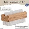 Brosse à Ongles en Bois de Hêtre 3 pcs. · Poils en plastique robustes Double face dur et doux · Brosse A Ongle, Brosse Ongl