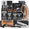 Kit Soins Barbe pour Hommes 11 en 1 Kit Barbe Homme Complet avec Shampoing, Huile, Crèmes de Barbe, Brosse à Barbe, Ciseaux, 