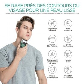 VOYOR Mini Rasoir Electrique Mini Rasoir Portable Rasoir Electriques Hommes Pour le Cou, les Joues et la Tête Rechargeable Pa