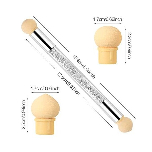 Hanyousheng Nail Art Brosse Éponge, Double Tête Brosse Éponge, avec 4 Têtes de Rechange, Outil de Dégradé de Render de Vernis