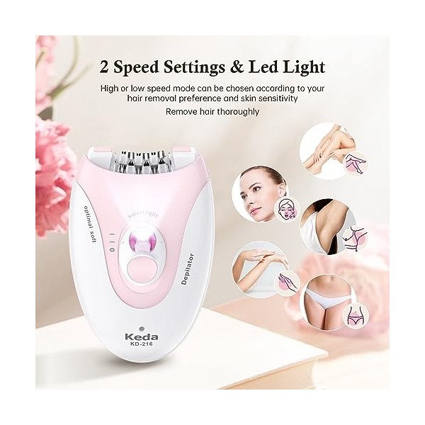 Epilateur Electrique Femme, Electrique Epilateur Femme Sans Fil Épilateur pour Visage des Femme, Épilateur Électrique pour Vi