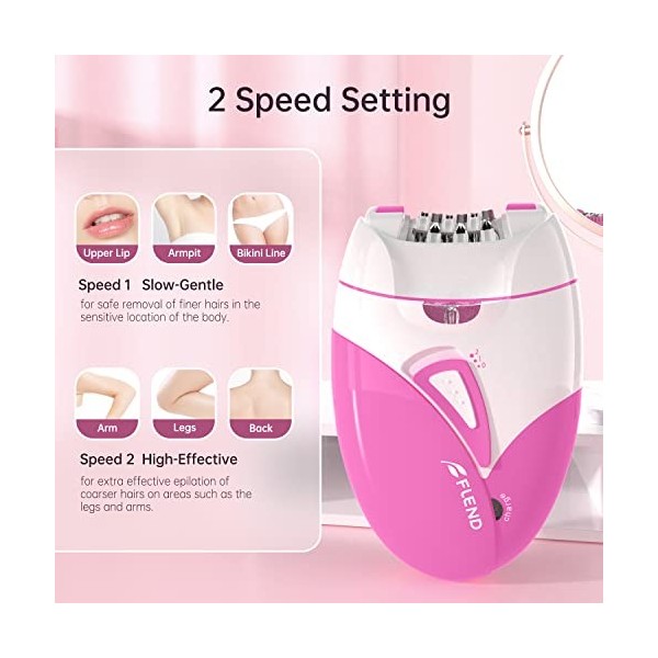 Epilateur Electrique Femme, Épilateur pour Femme, Épilateur Facial pour Femme Avec Lumière LED, Épilateur Sans Fil, Épilateur