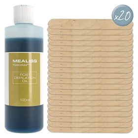 Lot de 1kg Cire Epilation - 10 Sachets de 100g - 20 Spatules - Huile Post Epilation - Complet - Kit recharge Mealiss - Plasti