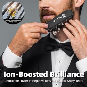 VIKICON Lisseur Barbe Homme, Mini Lisseur de Cheveux à Ions Négatifs, 3 Températures Réglables, Portable, Chauffage Rapide, C