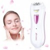 Epilateur Electrique Femme, Épilateur Visage et Corps sans Fil Rechargeable Mini Épilateur avec Tondeuse à Sourcils et Lumièr