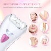 Epilateur Electrique Femme, Épilateur Visage et Corps sans Fil Rechargeable Mini Épilateur avec Tondeuse à Sourcils et Lumièr