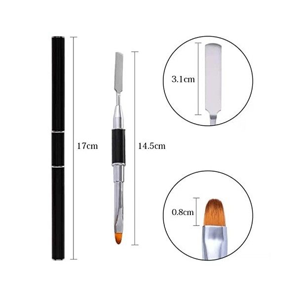 vgggrd UV Polygel Brosse a Ongle, 2 en 1 Polygel Brush & Picker, Professionnel DIY Nails Art Spatule à Double Extrémité pour 