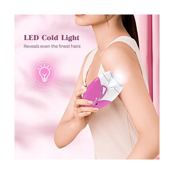 Épilateur pour femme avec lumière LED - Épilateur sans fil pour visage et corps - Mini épilateur électrique pour visage, corp