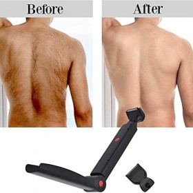 Rasoir Électrique pour le Dos Hommes, USB Épilation du Dos de Corps Indolore Pliable avec 2 Têtes de Rasage et Poignée Antidé