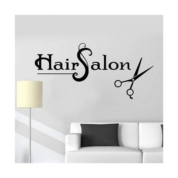 Salon de coiffure barbier ciseaux motif salon de coiffure décoration murale sculptée autocollants 42x88cm