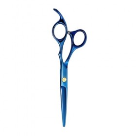 Ensemble de ciseaux de barbier noirs colorés et bleus ciseaux plats bleus 