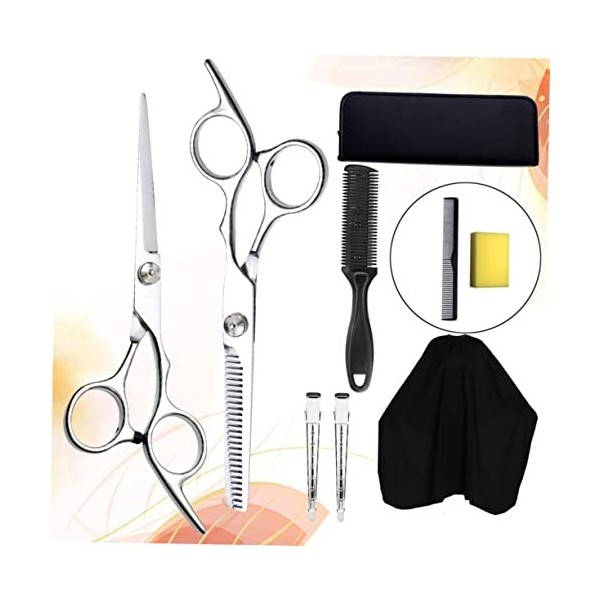 FRCOLOR Cheveu 9 Pièces Outils Pour Barbier Professionnel Tondeuses Tabliers Pour Filles Ciseaux De Coupe De Cheveux Ensemble