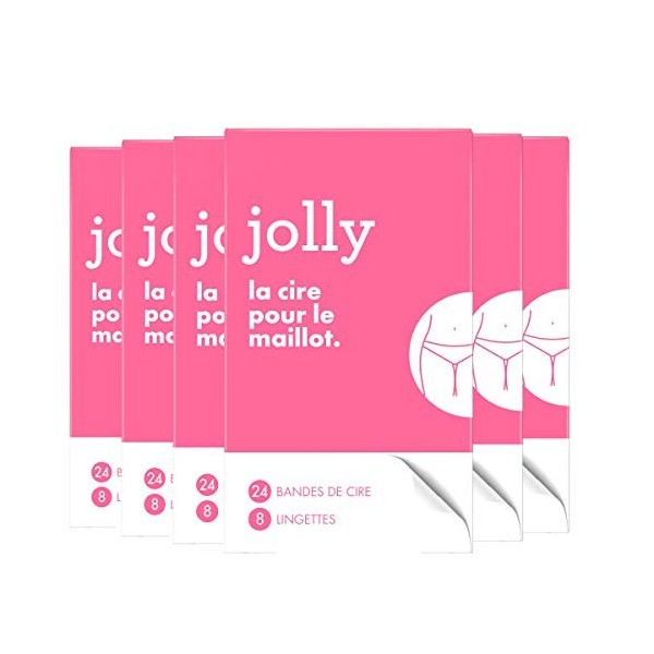 Jolly Bandes de Cire Maillot pour Femme et Lingettes de Finition, Peau Douce en 1 Application, Testées sous Contrôle Dermatol