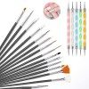 20 Pièces Brosses à Ongles,Pinceau Nail Art Ongles,Dotting Pens Tool Nail Art,Pinceaux en Détail à Ongles Trousse,Pinceau Acr