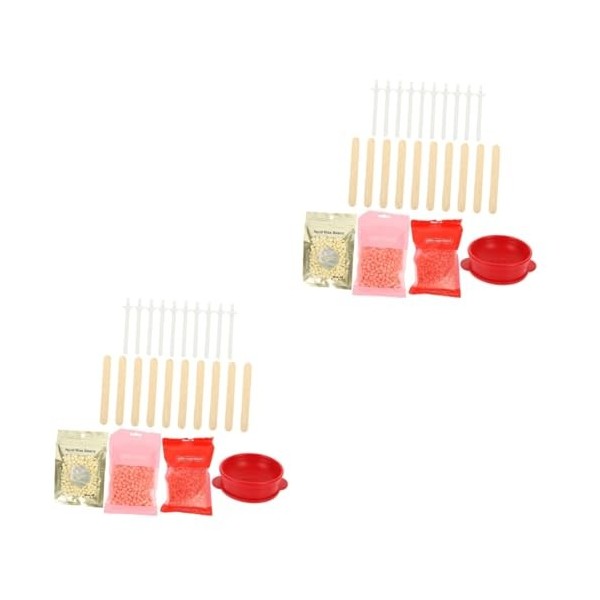 minkissy Lot de 2 kits dépilation à la cire dure pour le visage, accessoires ménagers, bols en silicone pour le visage, chau