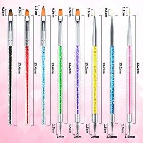 8 Pièces Brosses à Ongles,Pinceau Nail Art Ongles,Dotting Pens Tool Nail Art,Pinceaux en Détail à Ongles Trousse,Pinceau Acry
