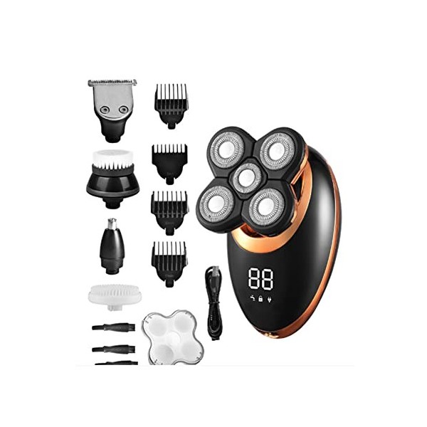 Tbkoeudhg Rasoir éLectrique Sec et Humide pour Tondeuse à Barbe Rasoir Rechargeable Chauve Machine de Rasage ÉCran LCD Kit de