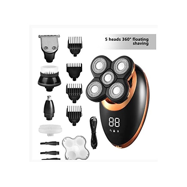 Tbkoeudhg Rasoir éLectrique Sec et Humide pour Tondeuse à Barbe Rasoir Rechargeable Chauve Machine de Rasage ÉCran LCD Kit de