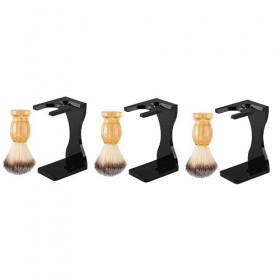 Beavorty 3 Ensembles Ensemble De Rasage Porte-Rasoir Hommes Costume Noir Kit De Beauté Organisateur De Blaireau En Bois Blair