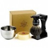 Anbbas Soies Blaireau + Porte-Balais Arcylic + Tasse de Bol + Savon Blaireau de Rasage Ensemble