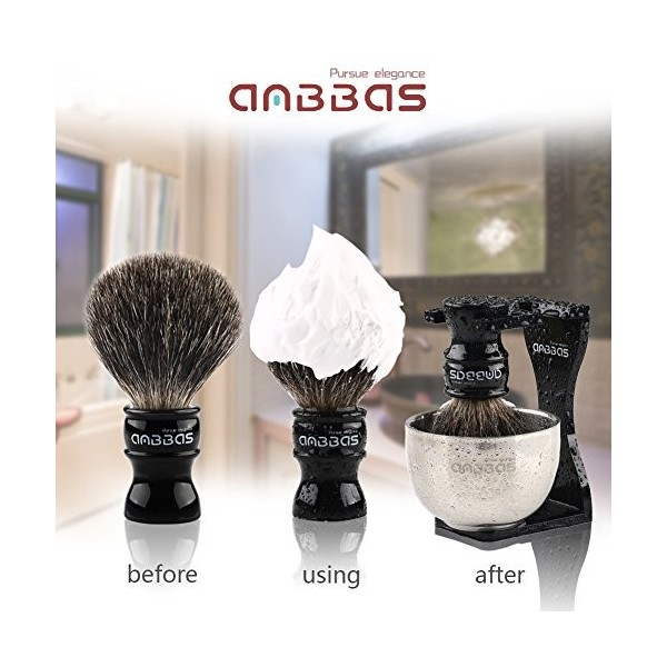 Anbbas Soies Blaireau + Porte-Balais Arcylic + Tasse de Bol + Savon Blaireau de Rasage Ensemble