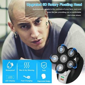 Rasoir Électrique Hommes Achort 5 en 1 Rasoir à Tête Chauve Tondeuses à Cheveux Humide Sec Avec Rotatives 6D Têtes Flottante 