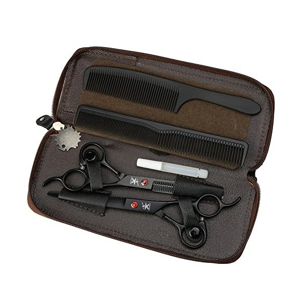 XUANFENG 7 pouces titane noir professionnel ciseaux de coiffure outils de coiffure, ciseaux de coupe et ciseaux éclaircie gra