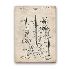 LIUZHUANGDIAN Ciseaux de barbier Vintage brevet plan affiches et estampes barbiers cadeau mur Art photos toile peinture salon...