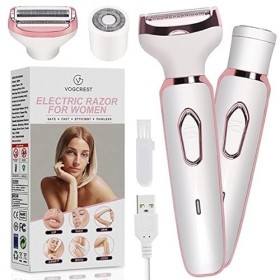 Rasoir électrique - Rasoir - Trimer pour femme : Rasoirs sans douleur 2 en 1 pour le corps et le visage - Kit dépilation rec