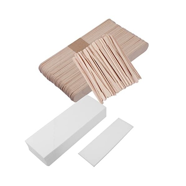 FRCOLOR 400 Pièces Bandes De Cire Jetables Pour LÉpilation Kit Corps Outils En Bois Spatule À Cire Bandes De Cire Pour Le Vi