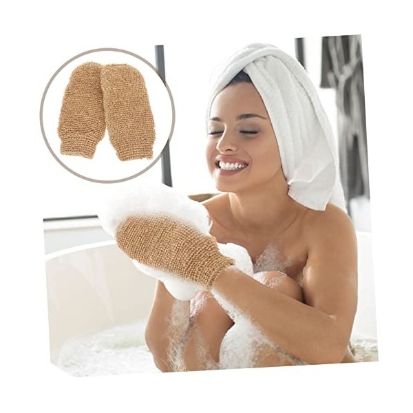 BAFAFA 2 pièces gants de bain en jute serviettes de nettoyage de gommage for le corps serviettes for le corps tissage tissu d