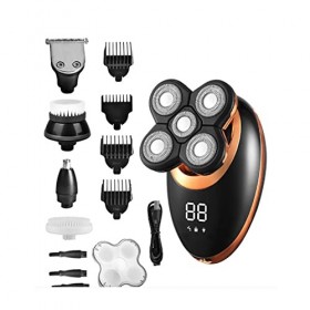 BHUJIA Rasoir éLectrique Sec et Humide pour Tondeuse à Barbe Rasoir Rechargeable Chauve Machine de Rasage ÉCran LCD Kit de To