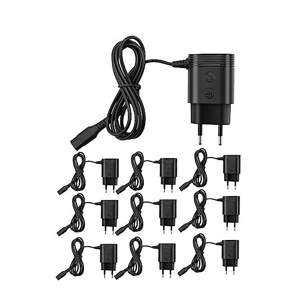 MANDDLAB 10X Convient pour Le Rasoir, A00390 Chargeur Adaptateur de Cordon DAlimentation Prise Européenne