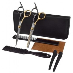 EVANEM Kits de Ciseaux de Coupe de Cheveux, Ciseaux de Coiffure en Acier Inoxydable Set Ciseaux Amincissants Professionnels C