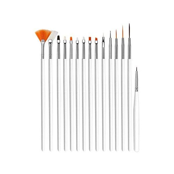 15 Pinceaux à Ongles en Acrylique Pinceaux de Nail Art Pinceau d’ongles Accessoires de Décoration pour Ongles Idéal Outil à O